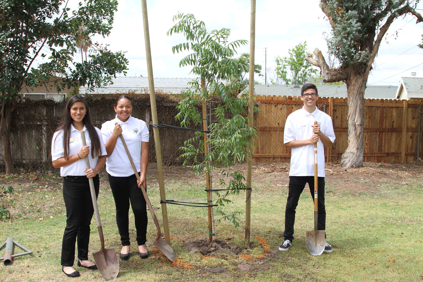 Members of La Mirada’s Youth Council plant a tree at Neff Park on April 30 in conjunction with the “Love La Mirada” day of service event. (left to right: Adriana Perez, Noemi Muñoz, and David Ramirez) 