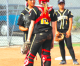 Cameron, Iseri clicking on all friendly cylinders for Lady Dons softball